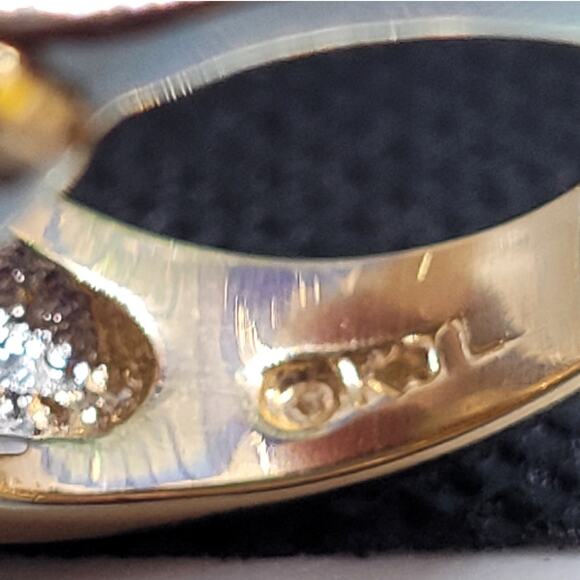 Retro KJL Kenneth Jay Lane Orange Citrine Rhinestone Cocktail Ring Glam Vibe - Picture 3 of 7